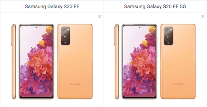 Samsung Galaxy S20 FE vs Samsung Galaxy S20 FE 5G