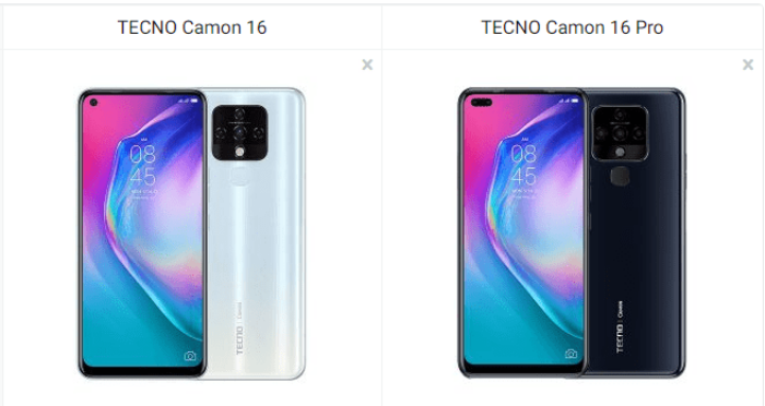 Tecno Camon 16 vs Tecno Camon 16 Pro