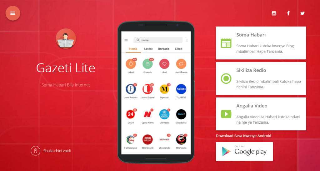 Gazeti Lite : Soma Habari Mpya Bila Internet (Android)
